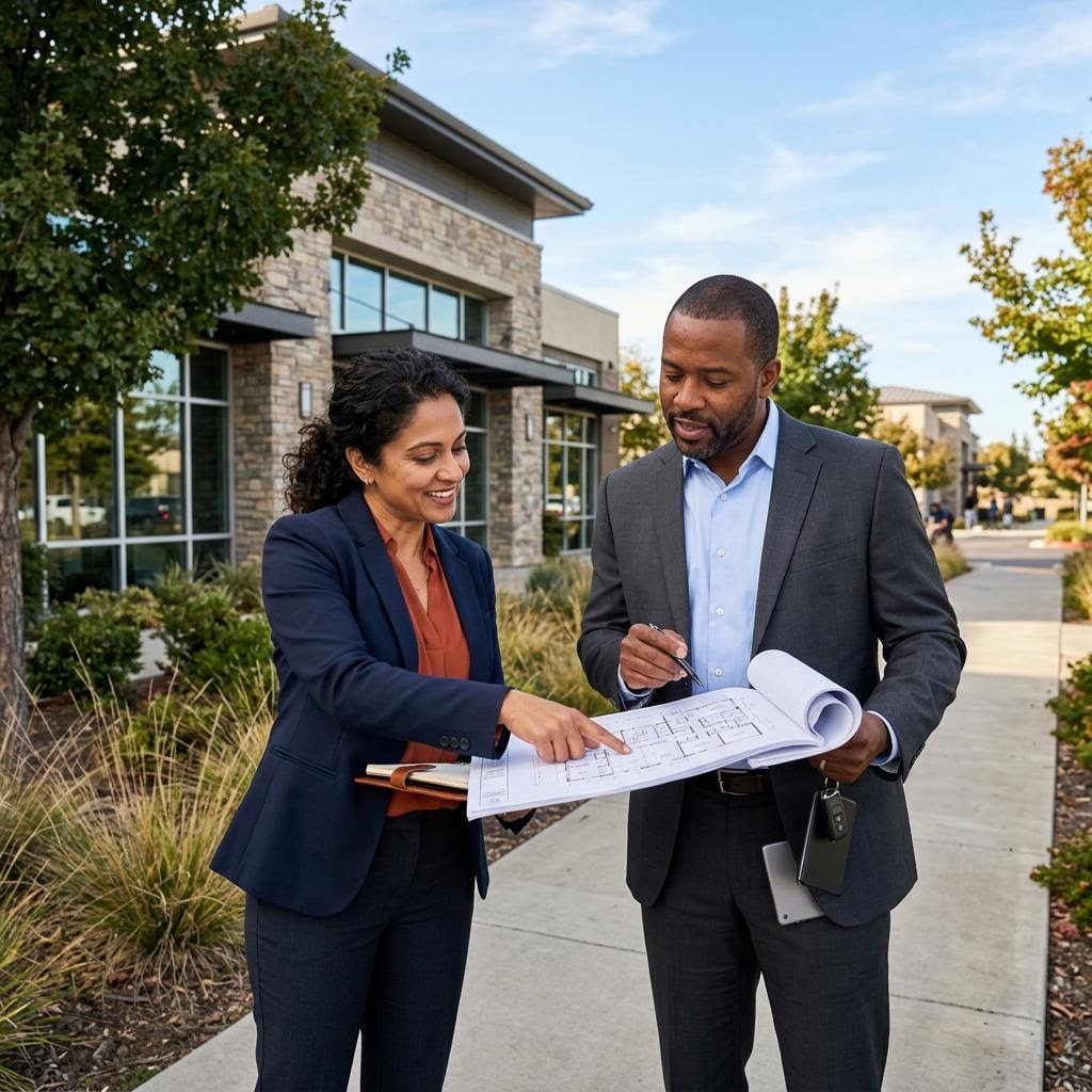 Business owners standing outside a commercial property in Milpitas CA